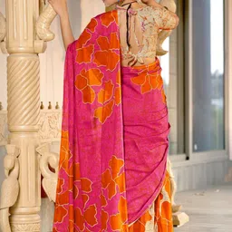 NIKATT Women Floral Pure Cotton Block Print Saree image 3