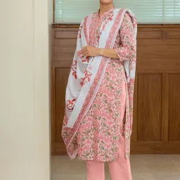 SKYLEE Women Floral Printed Kurta with Trousers & Dupatta image 2