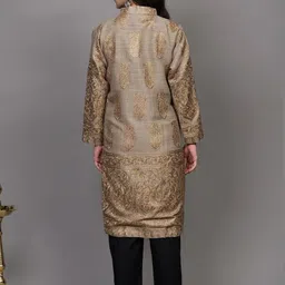 Exotic India Women Floral Woollen Longline Open Front Jacket with Embroidered image 4