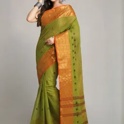 SUTAYAN Woven Design Zari Pure Cotton Handloom Taant Saree image 3