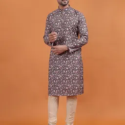 TABARD Floral Printed Mandarin Collar Pure Cotton Straight Kurta image 3
