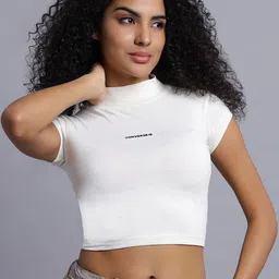 Converse Women Solid High Neck Cotton Slim Fit T-shirt-picture-22