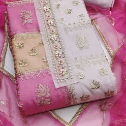 Maroosh Floral Embroidered Sequinned Organza Unstitched Dress Material-picture-52