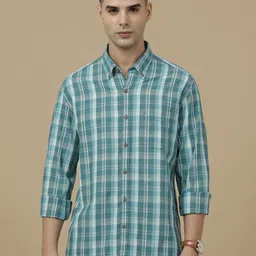 CAVALLO by Linen Club Contemporary Slim Fit Tartan Checks Checked Casual Shirt-picture-16