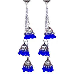 Weariton Silver-Plated Contemporary Oxidised Drop Earrings-picture-39