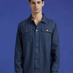 Pepe Jeans Men Cutaway Collar Solid Cotton Oversized Casual Shirt-picture-11