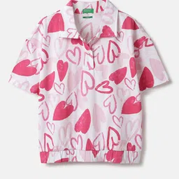 United Colors of Benetton Girls Conversational Printed Polo Collar Cotton T-shirt-image-51