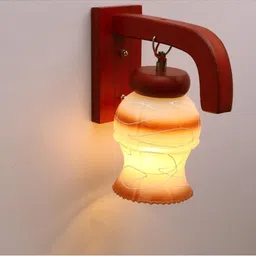 1ST TIME Brown & Brown Textured Wood Traditional Wall Lamp image 4