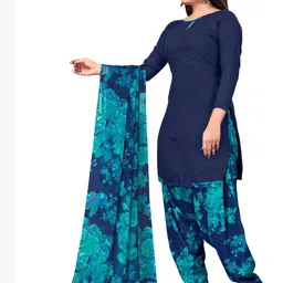 attigo Unstitched Printed Cotton Blend Kurta & Patiyala Dress Material with Dupatta image 2