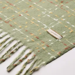 Cayman Checked Self Design Tasselled Woolen Stole image 3