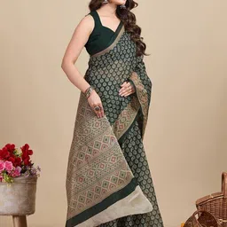 SHANVIKA Ethnic Motifs Printed Pure Cotton Saree image 2