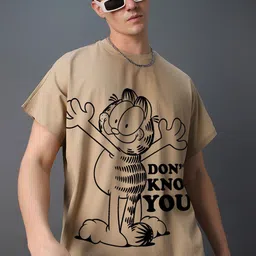 Bewakoof Men Garfield Graphic Printed Round Neck Cotton Oversized T-shirt-picture-26
