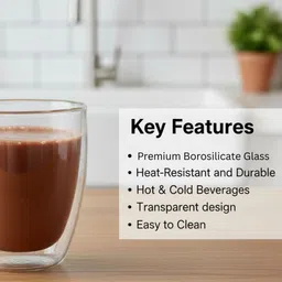 TASKHOUSE Set Of 2 Solid Dishwasher Safe Glass Transparent Cups with Handle image 2