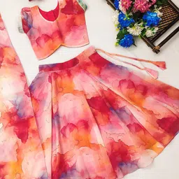 BAESD Girls Dyed Tie and Dye Ready to Wear Lehenga & Blouse With Dupatta-picture-52