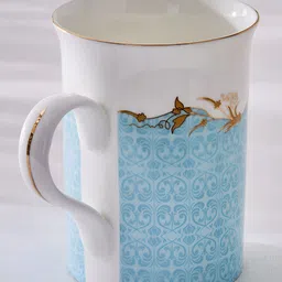 Home Centre Blue & White Floral Printed Bone China Glossy Mugs Set of Cups and Mugs image 4