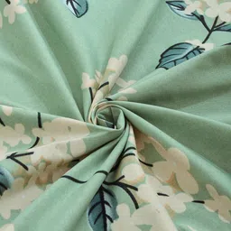 Myntra Elegant Homes Green Printed 350TC King Fitted Bedsheet & 2 Pillow Covers 98" x 88" image 3