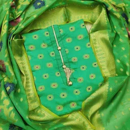 Ishin Ethnic Motifs Woven Design Zari Unstitched Dress Material image 1