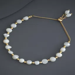 Kushal's Fashion Jewellery Gold-Plated Pearls & Zircon Studded Link Bracelet-picture-34
