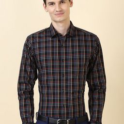 Allen Solly Slim Fit Tartan Checks Checked Spread Collar Pure Cotton Formal Shirt-picture-27