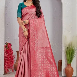 SATYAM WEAVES Woven Design Zari Silk Cotton Handloom Banarasi Saree-picture-31