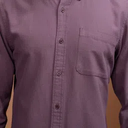 HIGHLANDER Men Slim Fit Button-Down Collar Solid Cotton Casual Shirt image 4