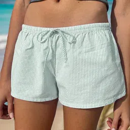 Outzidr Women Striped Low-Rise Relaxed Fit Shorts-image-91