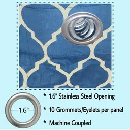 Trance Home Linen Blue & White Set of 2 Geometric Door Curtain image 4
