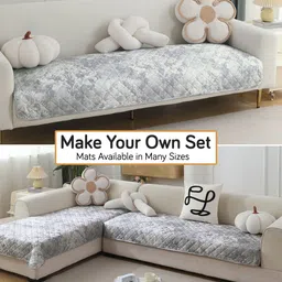 HOKIPO Grey & White Printed Waterproof Quilted Sofa Seat Mats image 5