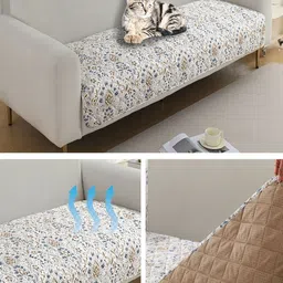 HOKIPO White & Blue Printed Waterproof Quilted Sofa Seat Mats image 4
