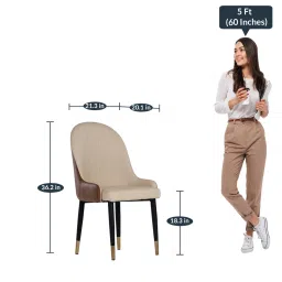 durian Octavia Marble Top 6 Seater Dining Set in White Pearl & Cream Beige Colour image 4