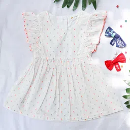 Yellow Rabbit Print Flutter Sleeve A-Line Dress-picture-50