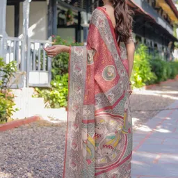 ALMAARI FASHION Ethnic Motifs Printed Pure Cotton Banarasi Saree image 5