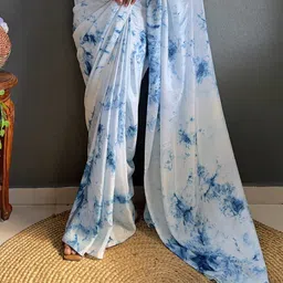 V3 FASHION STUDIO Tie And Dye Pure Chiffon Ready to Wear Saree image 5