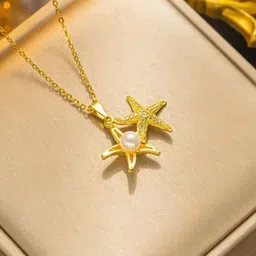 Estailo fashion Gold-Plated Stones-Studded Flower Shaped Pendant With Chain-picture-30