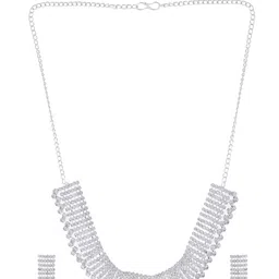 anouk Silver-Plated Artificial Stones Studded Choker Jewellery Set image 4