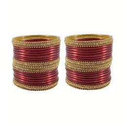 SAND Maroon Glass Artificial Stones & Beads Bangle image 3