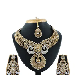VATSALYA creation Gold-Plated Artificial Stone Studded Jewellery Set image 1
