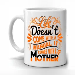 Mr UVD White & Orange Typography Printed Ceramic Glossy Mug 350 ml-picture-41