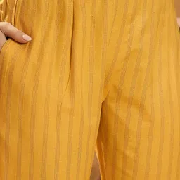 Sangria Floral Woven Design Panelled A-Line Kurta With Trousers & Dupatta image 5