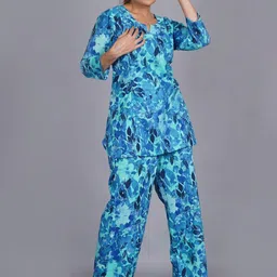 MomsBae Printed V-Neck Tunic With Trousers Co-Ords image 3