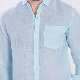 THE BEETEL HOUSE Men Solid Spread Collar Linen Casual Shirt image 5