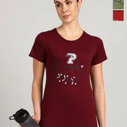 PAAVKI Women Pack of 3 Typography Printed Round Neck Cotton T-shirts-picture-36