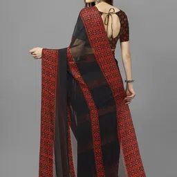 GHAN SALS Ethnic Motifs Poly Georgette Baluchari Saree image 3