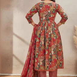 SZN Women Floral Printed Panelled Kurta with Trousers & With Dupatta image 2