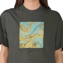 YOZZ BY Women Round Neck Graphic Printed T-shirt image 2