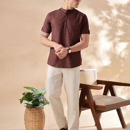 Anouk Men Solid Daily Cotton Straight Kurta image 2