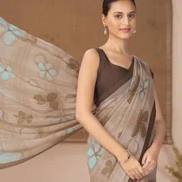 Garden Vareli Ethnic Motifs Printed Pure Chiffon Saree image 5