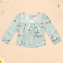 CUTECUMBER Floral Print Applique Top-picture-43