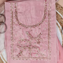 Achrangi Embroidery Beads & Stones Organza Unstitched Dress Material-picture-35