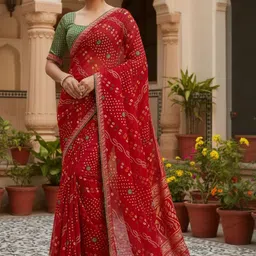 Anouk Rustic Bandhani Poly Georgette Bandhani Saree-picture-22
